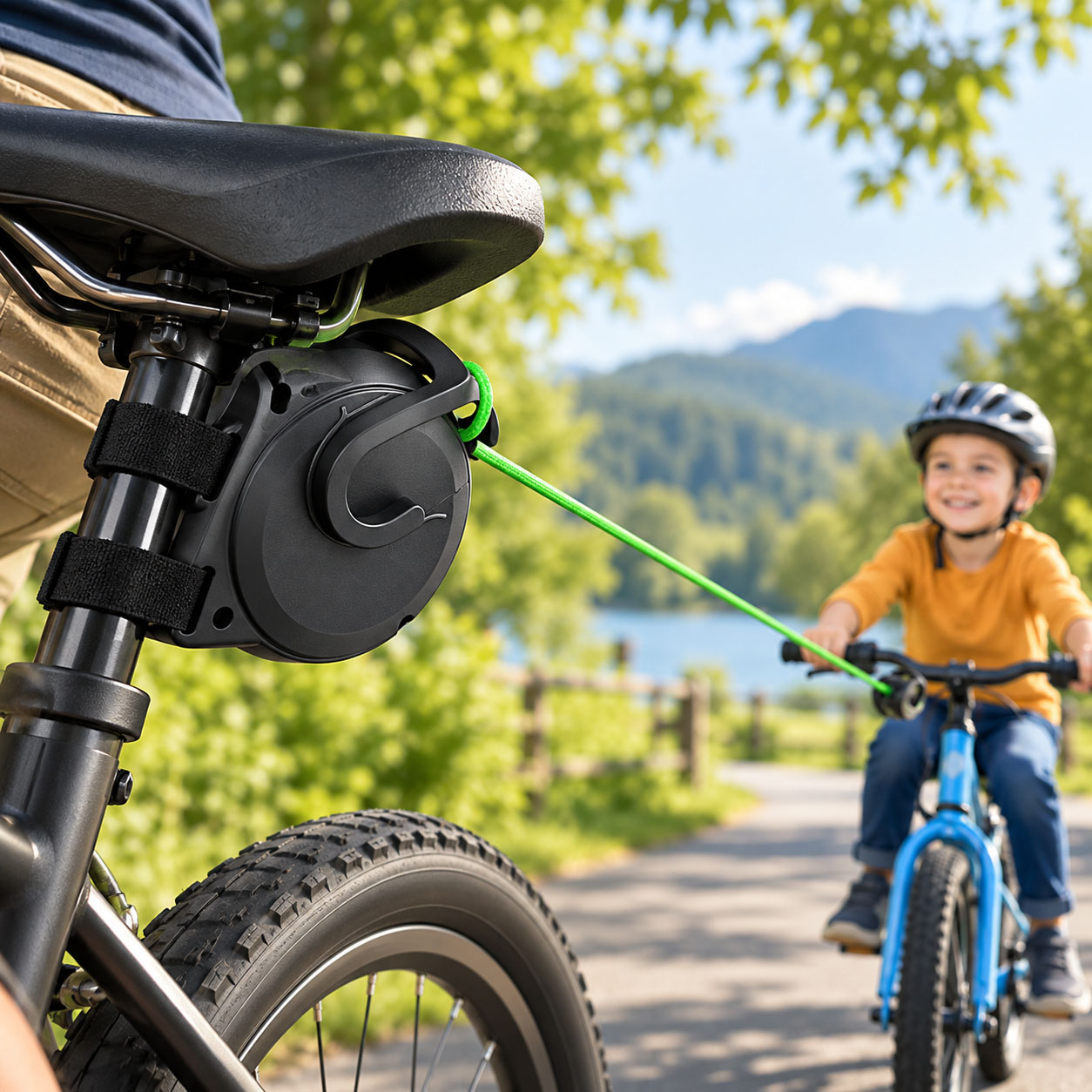 Mountain Biking Kids - Tali Penarik Sepeda yang Dapat Ditarik,